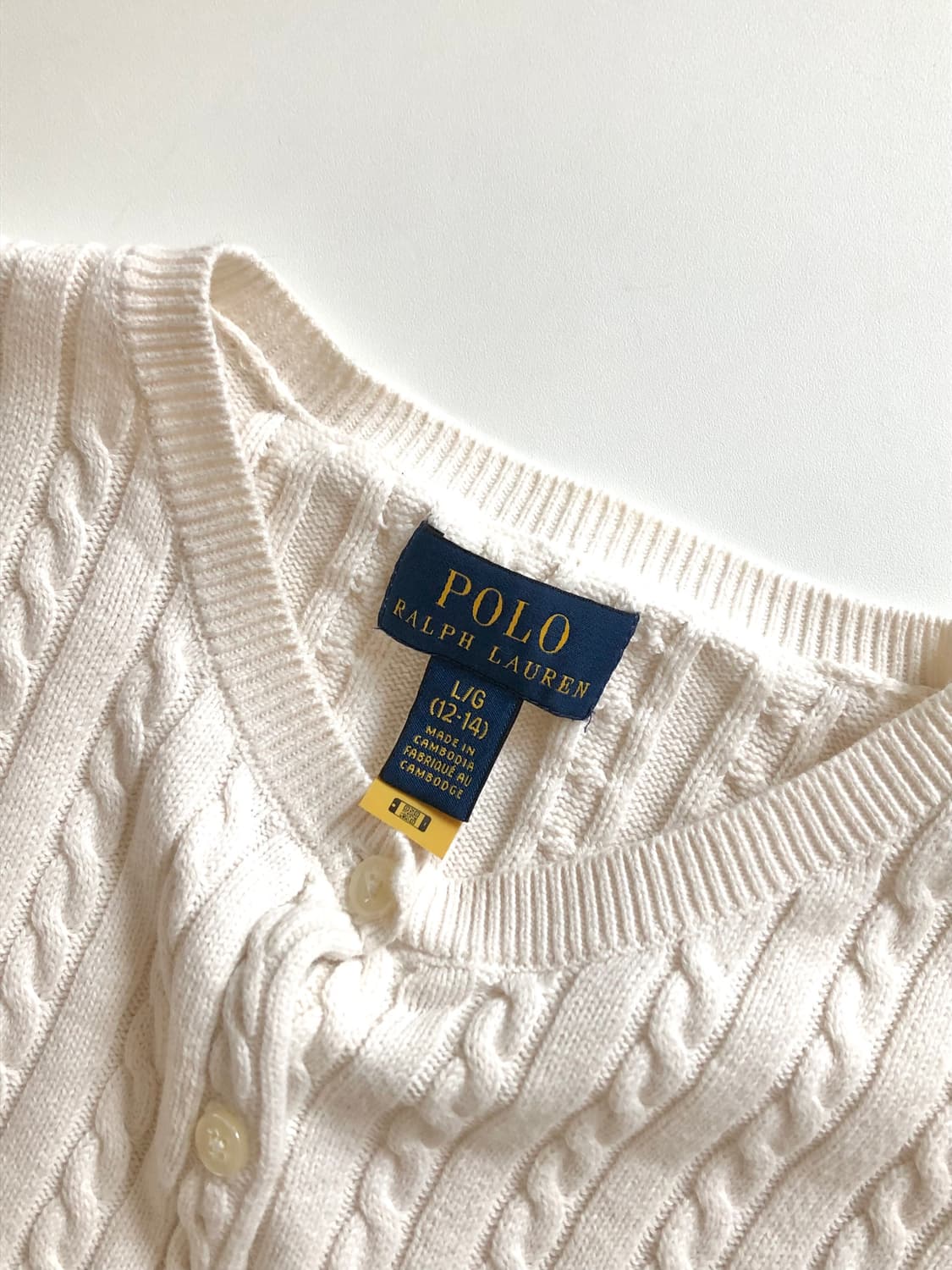 Polo 폴로 랄프로렌 QR 신형 아이보리 컬러 걸즈 케이블 가디건 상품이미지3