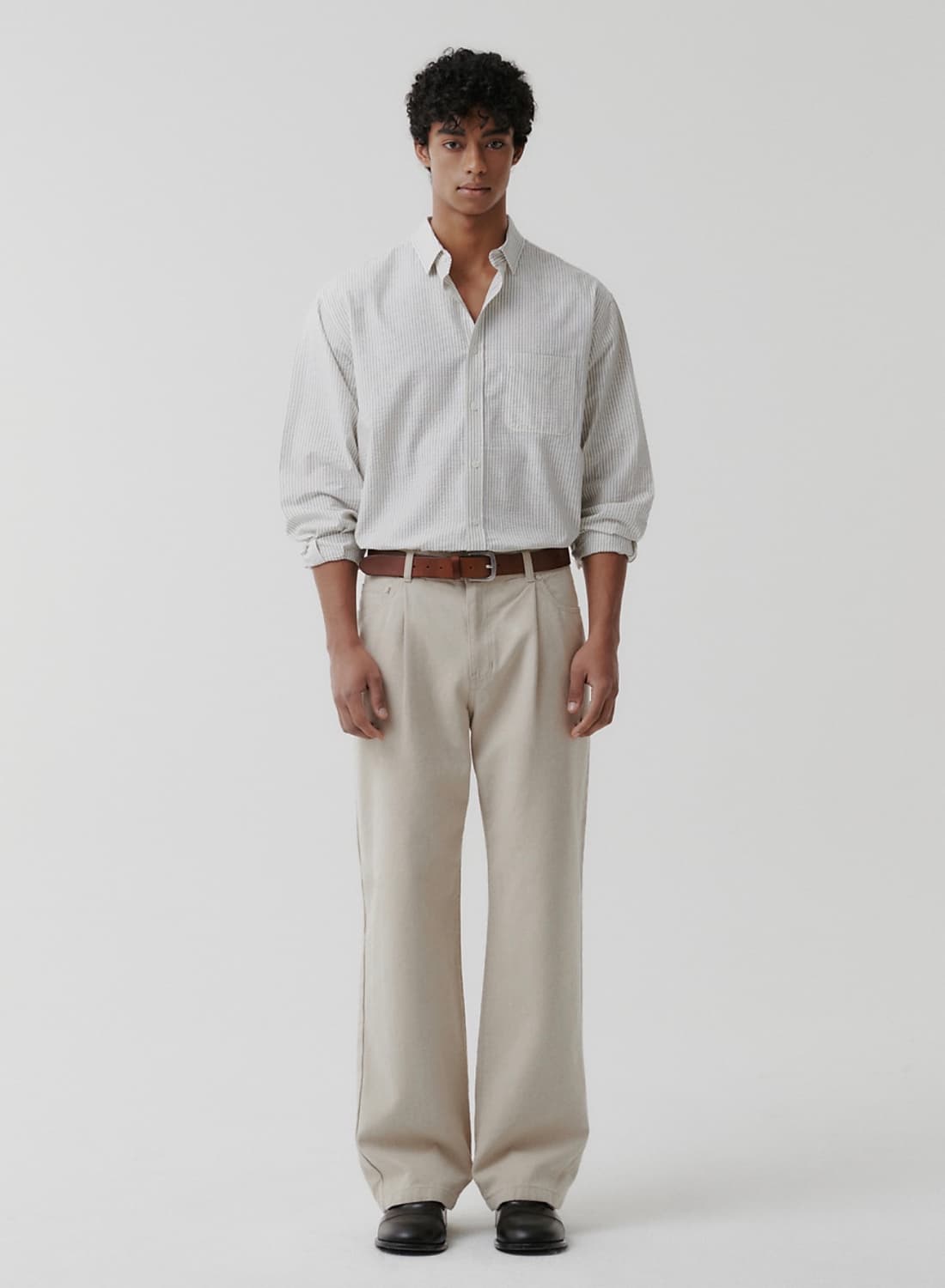 [L] 수아레 링클 스트라이프 셔츠 아이보리 상품이미지6