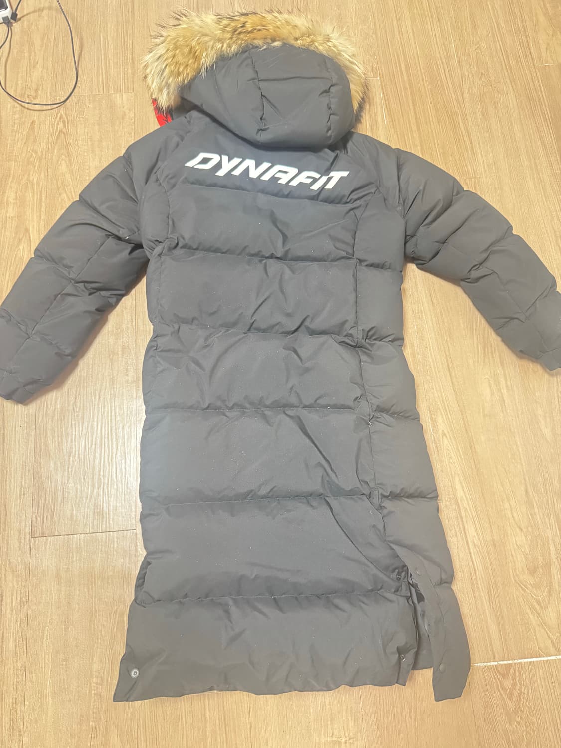 다이나핏 블랙 퍼 후드 패딩 L 상품이미지2