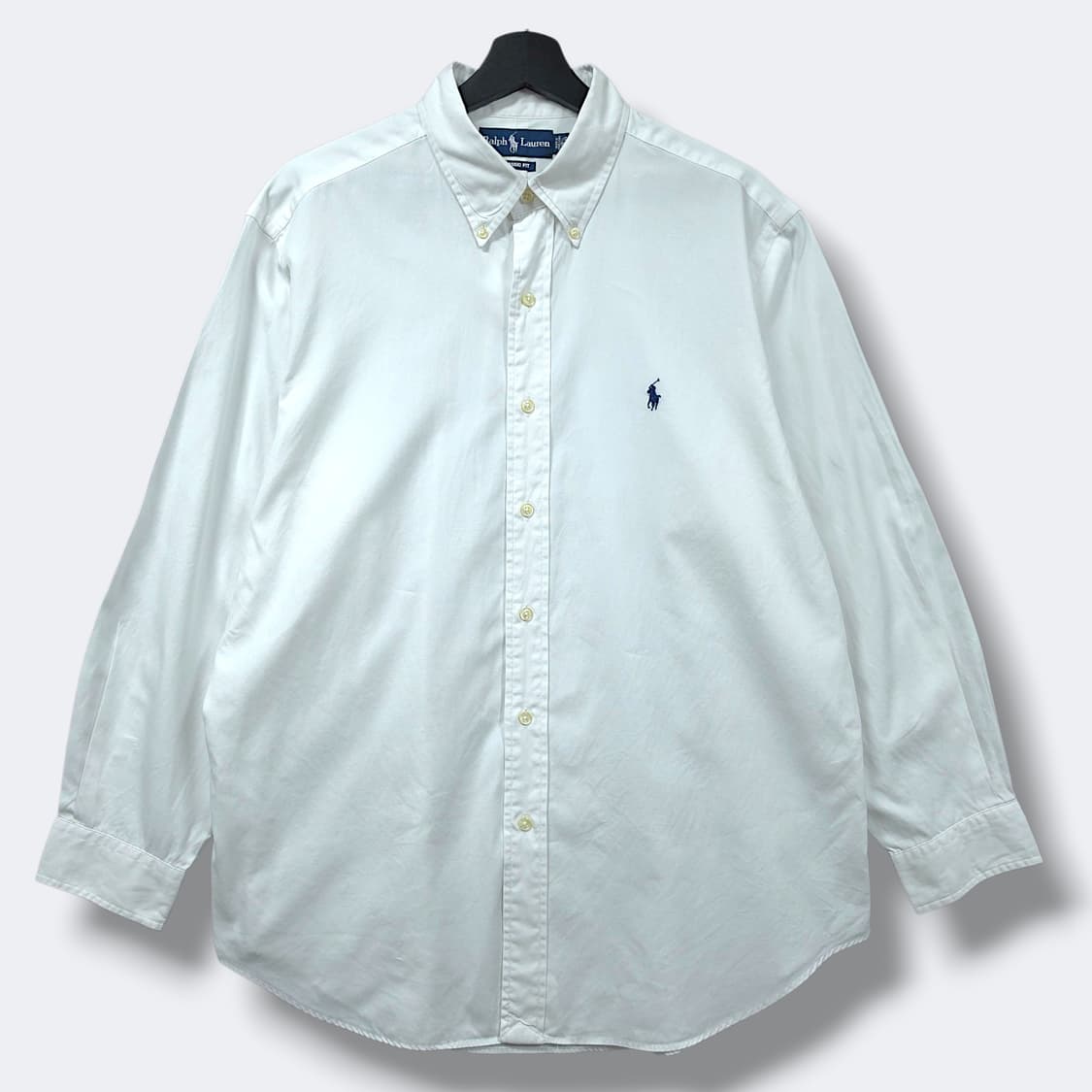 [2XL] 폴로 화이트 클래식 핏 버튼다운 코튼 긴팔셔츠 상품이미지1