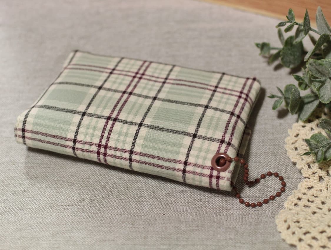 핸드메이드 민트체크 카드지갑  상품이미지3