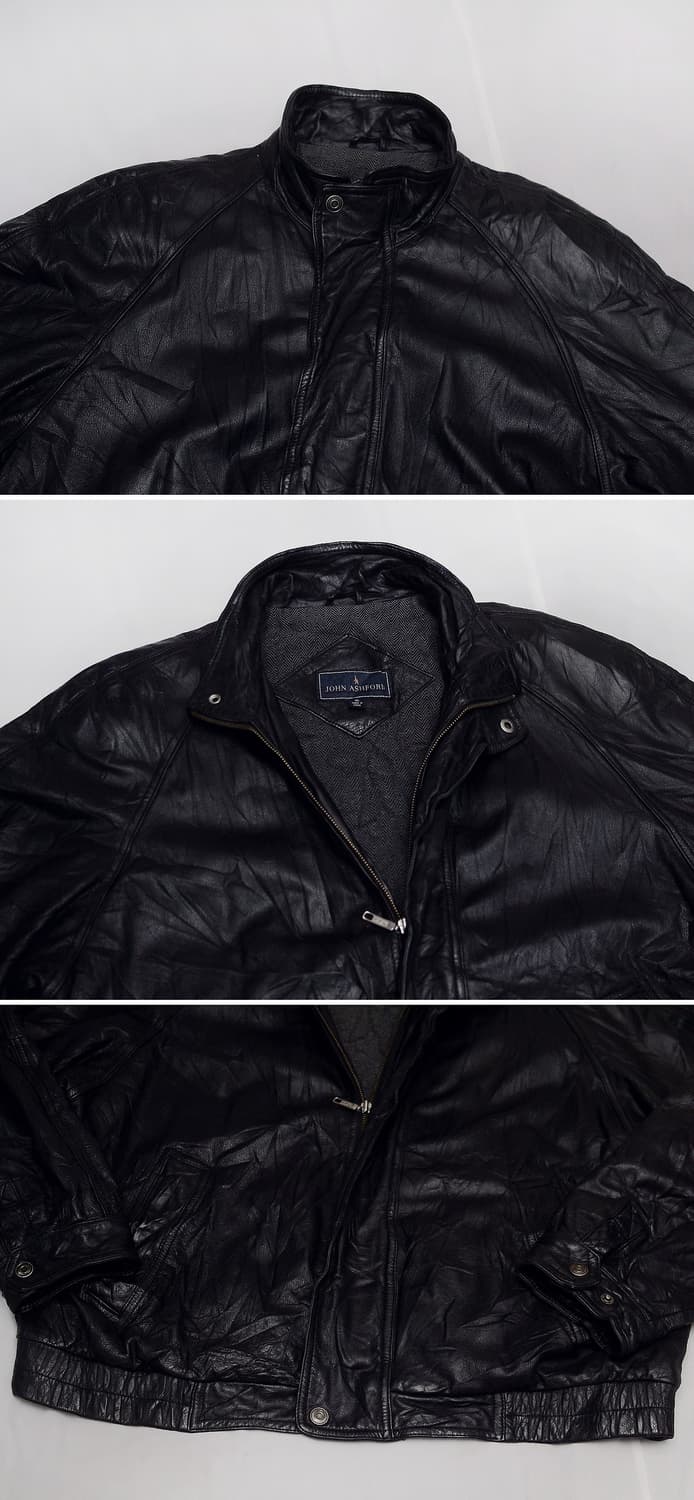 존 애쉬포드 천연가죽 링클레더 웜파일 봄버 자켓 (XL / 105+) 상품이미지4