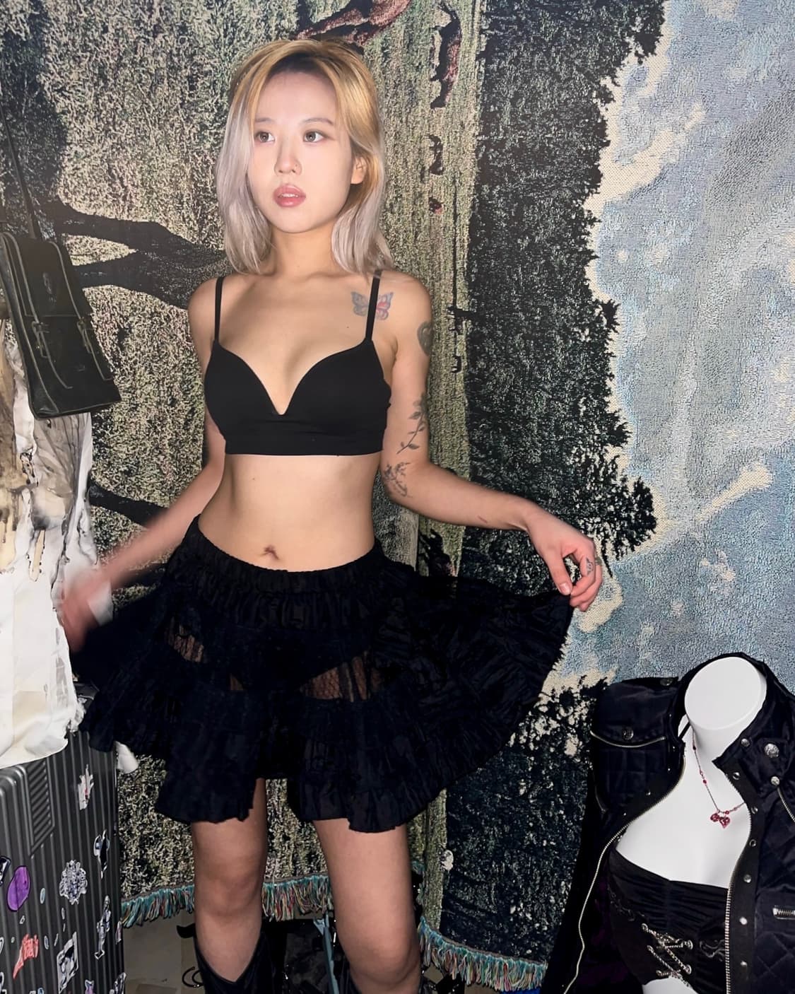 트립 시스루 플레어 미니스커트 상품이미지5