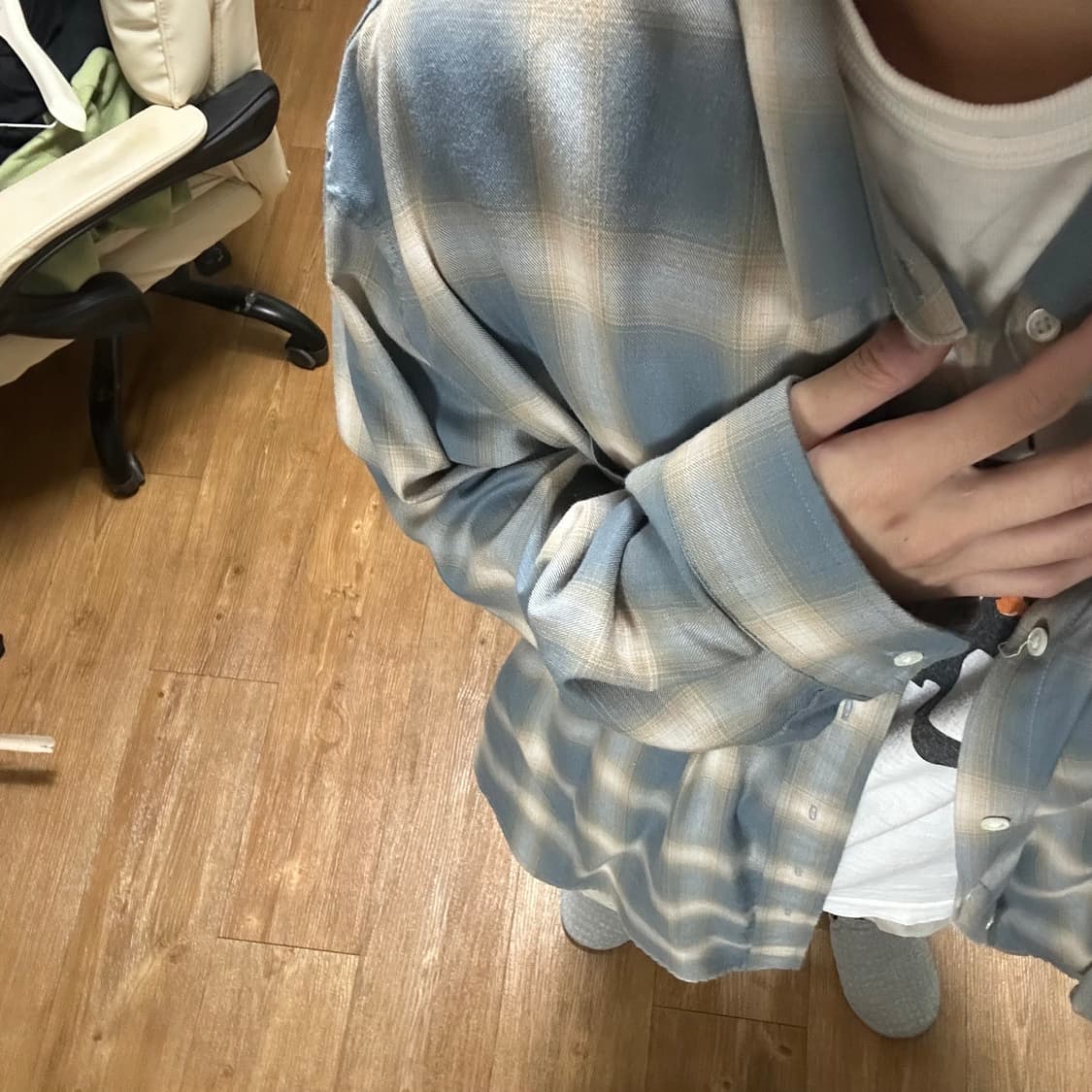 모마디자인 블루 체크 셔츠 상품이미지2