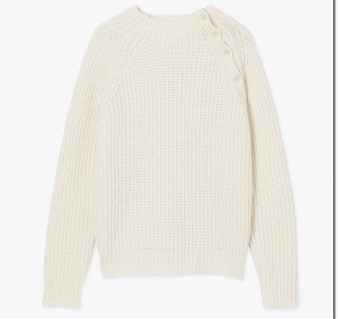 파브레가 메리노 울 사이드 버튼 니트 크림 2 상품이미지1