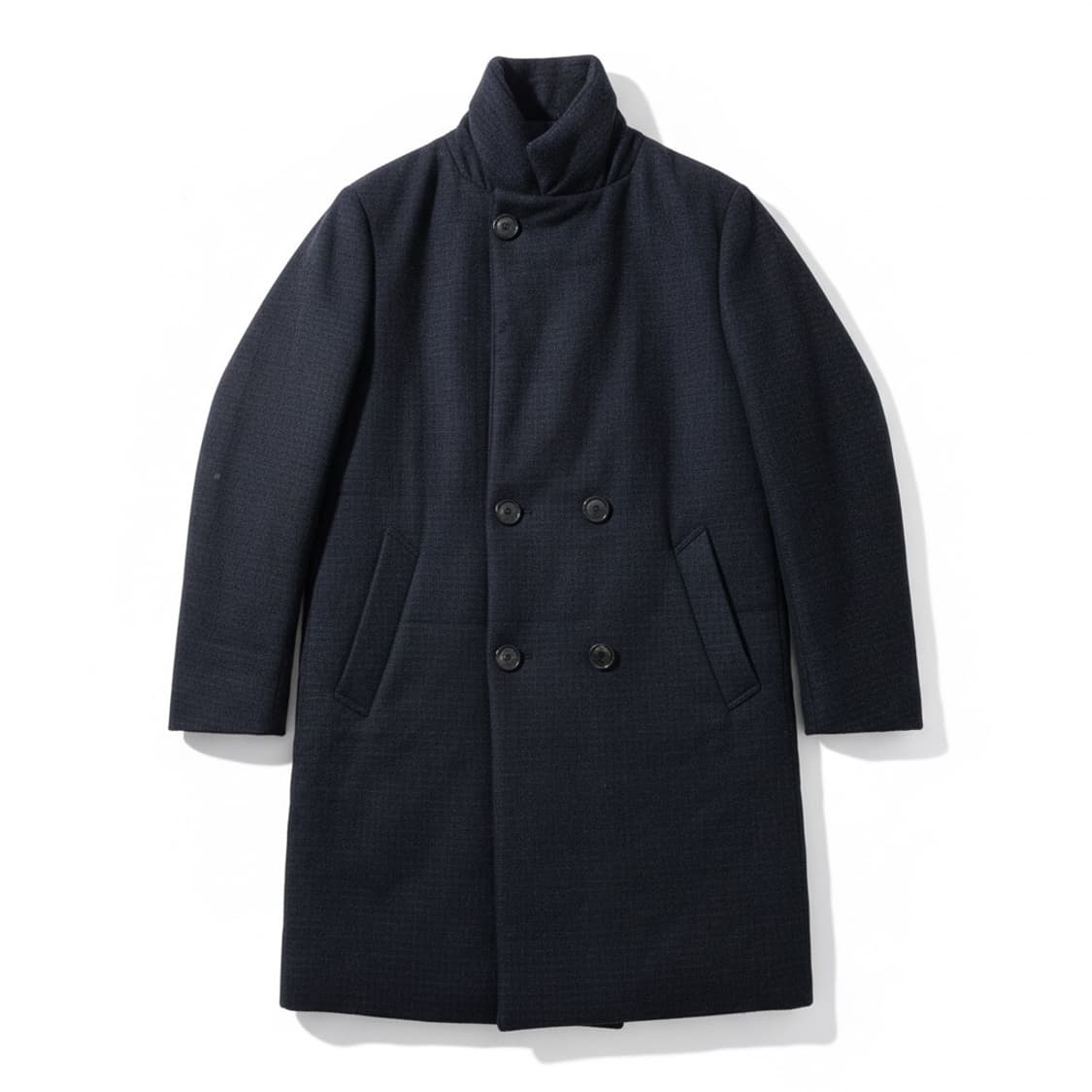 customellow 커스텀멜로우 네이비 더블 버튼 코트 상품이미지1