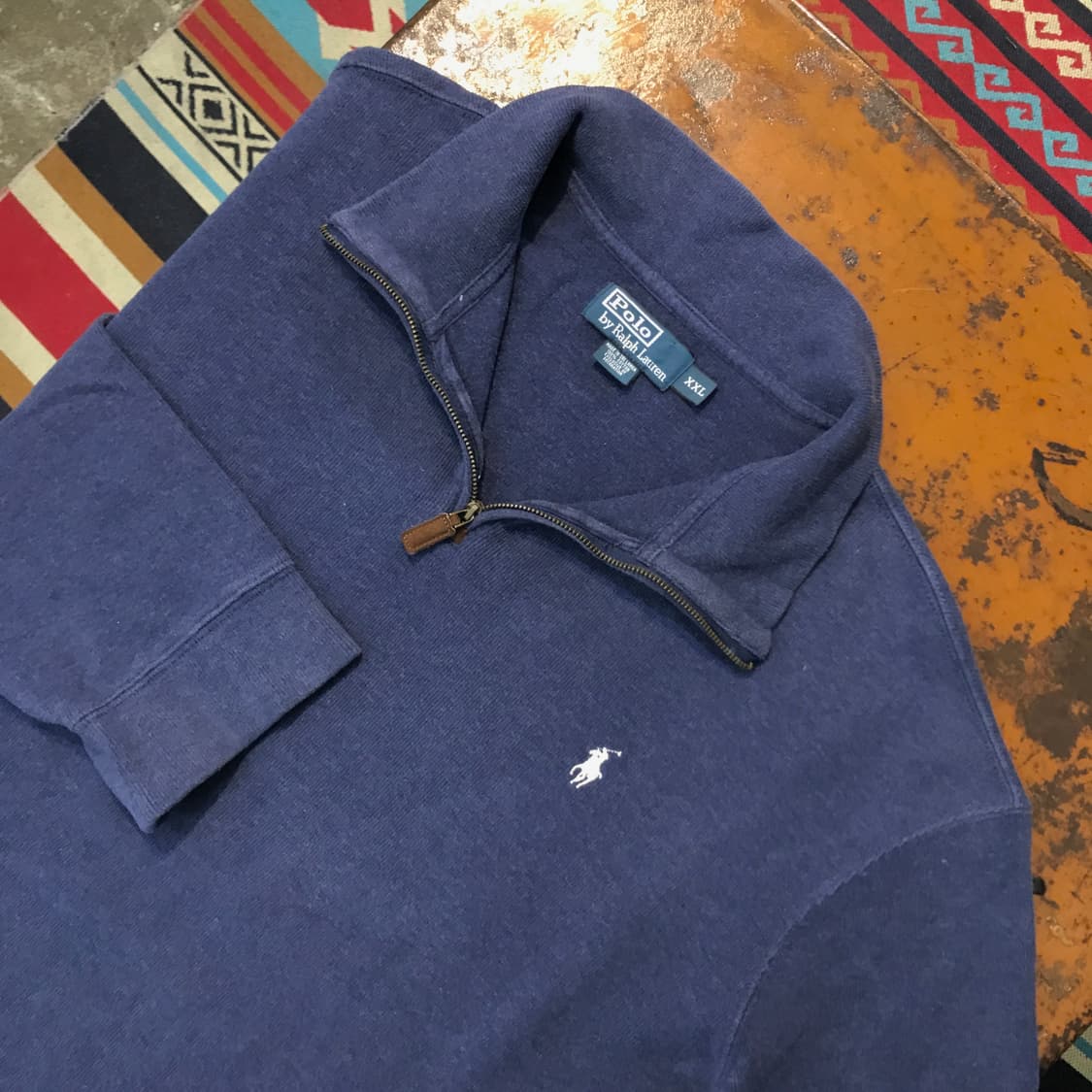 폴로랄프로렌 라이트 네이비 코튼 반집업 풀오버 남성 120 빅사이즈  상품이미지3