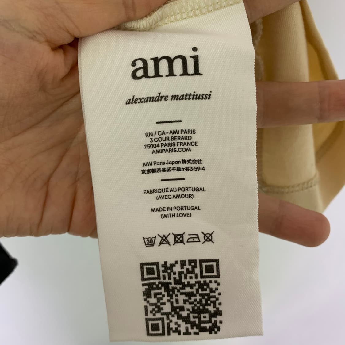 아미 Ami 하트 로고 빈티지 반팔 티셔츠 옐로우 베이지 남녀공용 상품이미지4