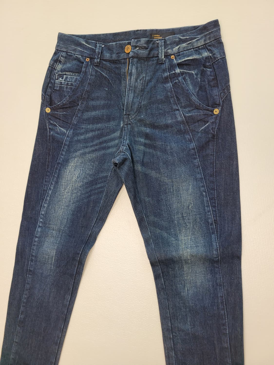 코데즈컴바인 남자 엠보워싱 기모 청바지 32 딥네이비 상품이미지3