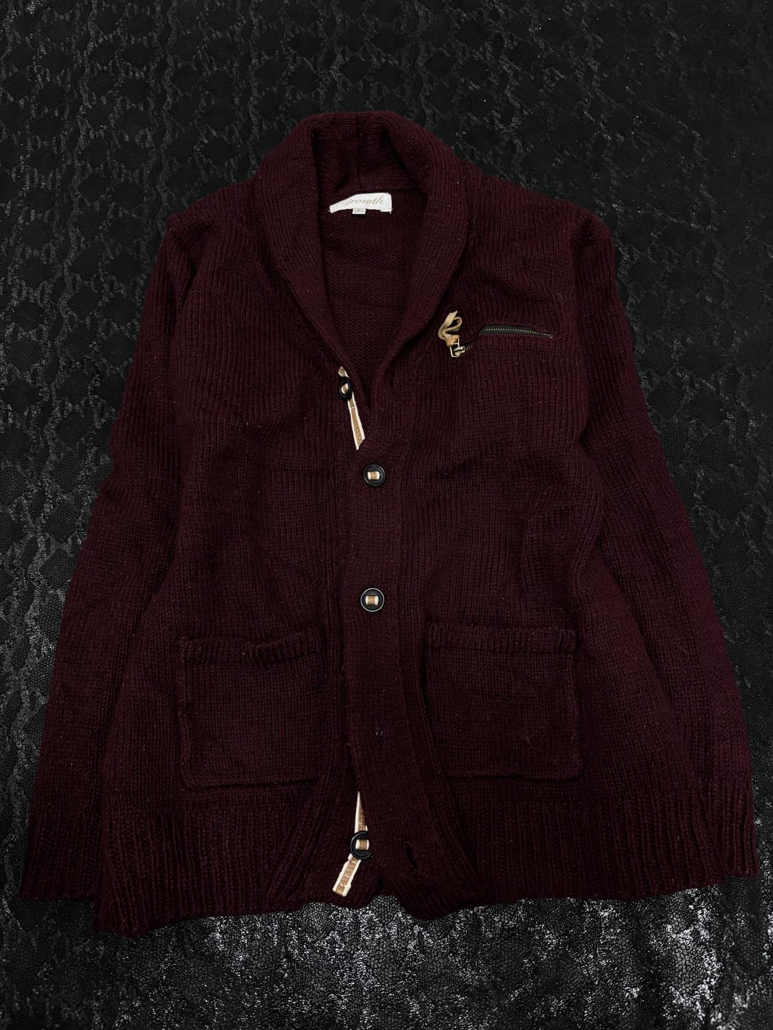 “Vintage” burgundy Zipper detail Knit Ca 상품이미지4