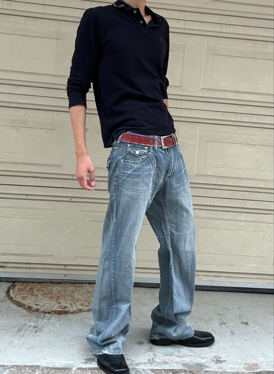 00s Armani big letter wide jeans 상품이미지1