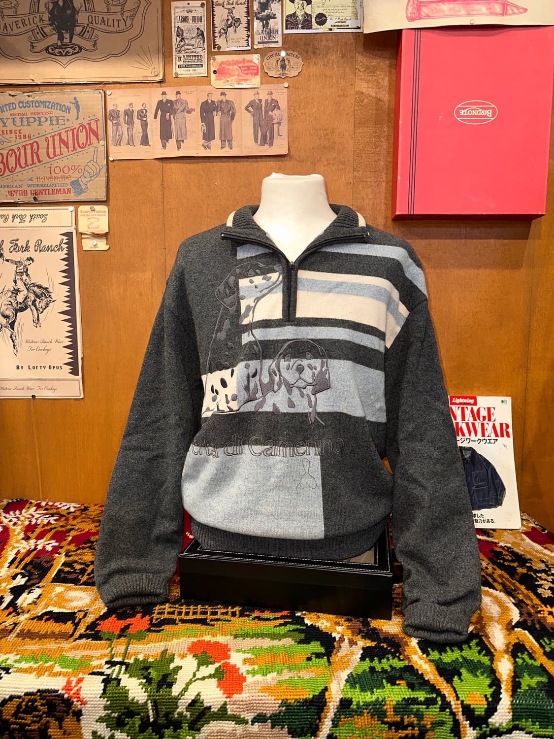 ( L-XL ) 빈티지니트 반집업니트 아메카지 남자니트 여자니트 상품이미지1