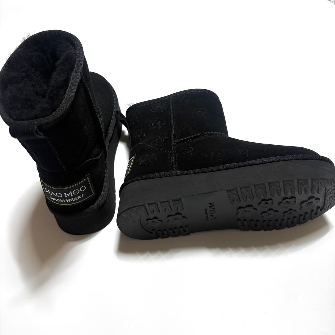 마크모크 36(230) 플라워패턴 소가죽 방한 어그부츠 블랙 상품이미지4