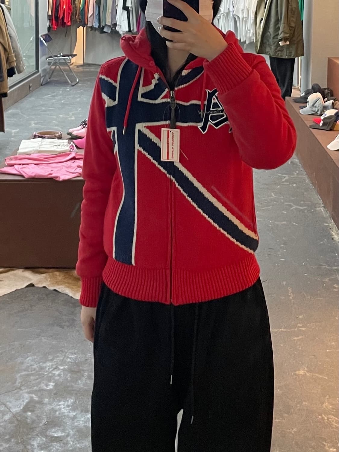 에스크 성조기 니트 후드집업 H1940 상품이미지1