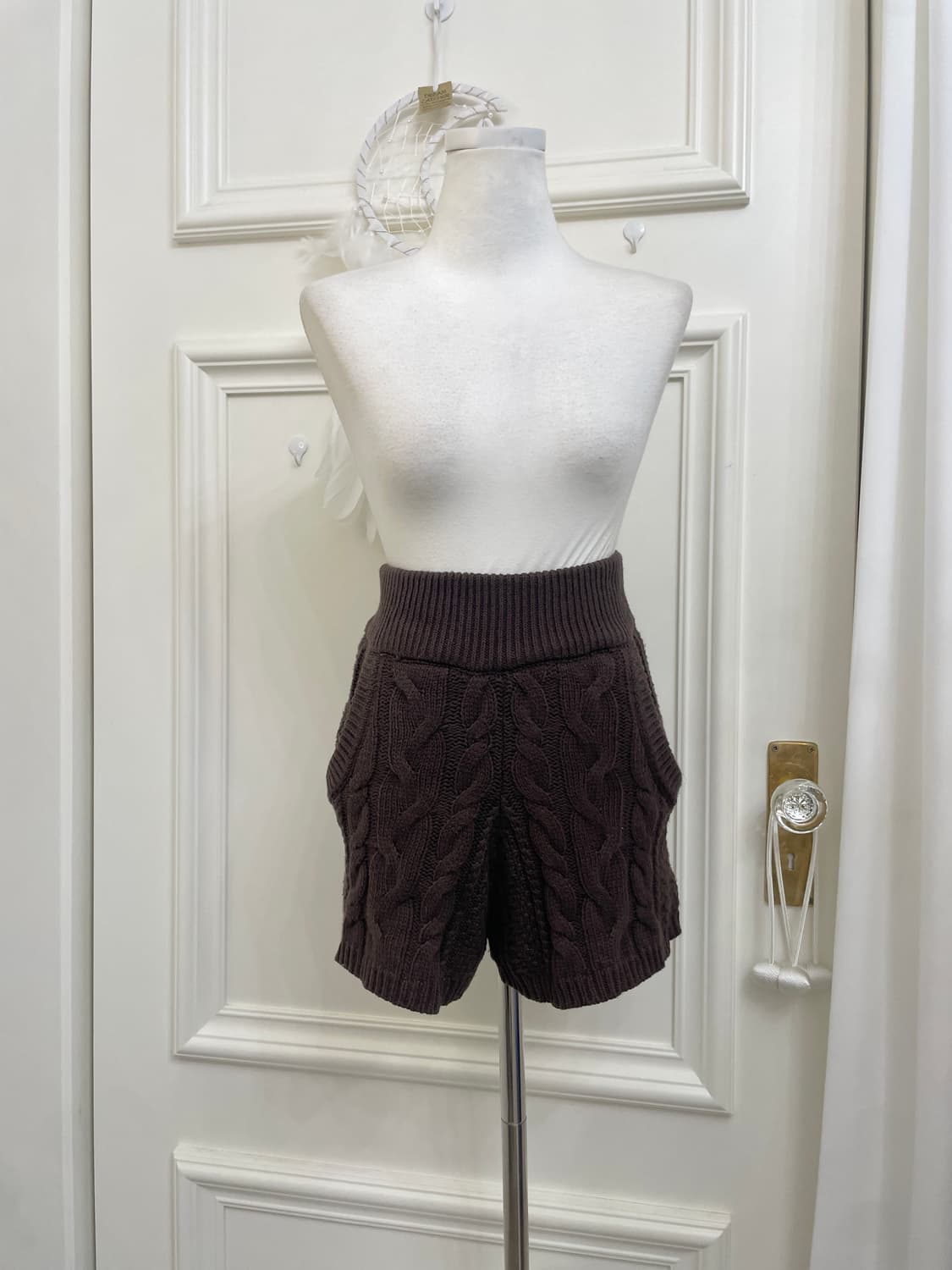 brown twist pocket knit banding pants 상품이미지1