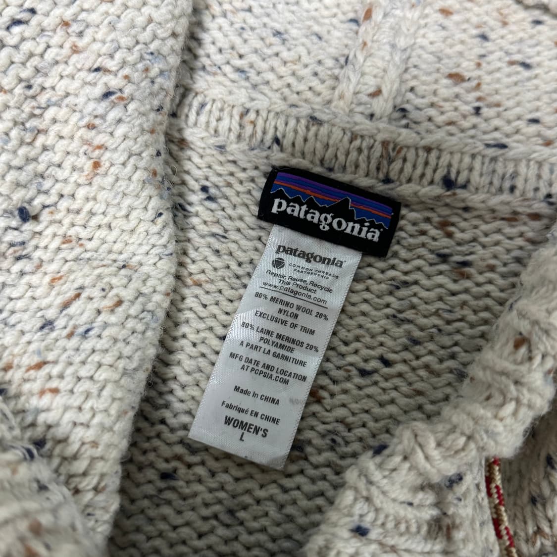 파타고니아 오트밀 메리노 울 후디 니트 L 상품이미지3