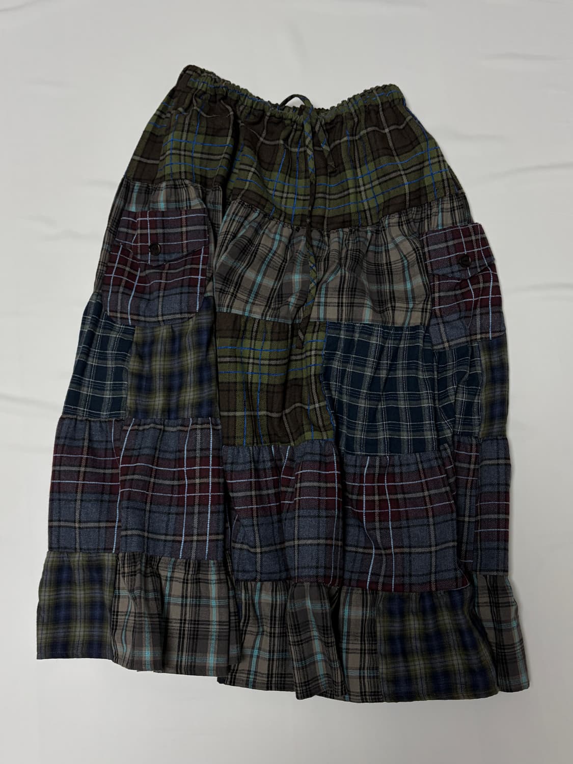 노컨텐츠 보호 체크 스커트  체크 패치워크 상품이미지1