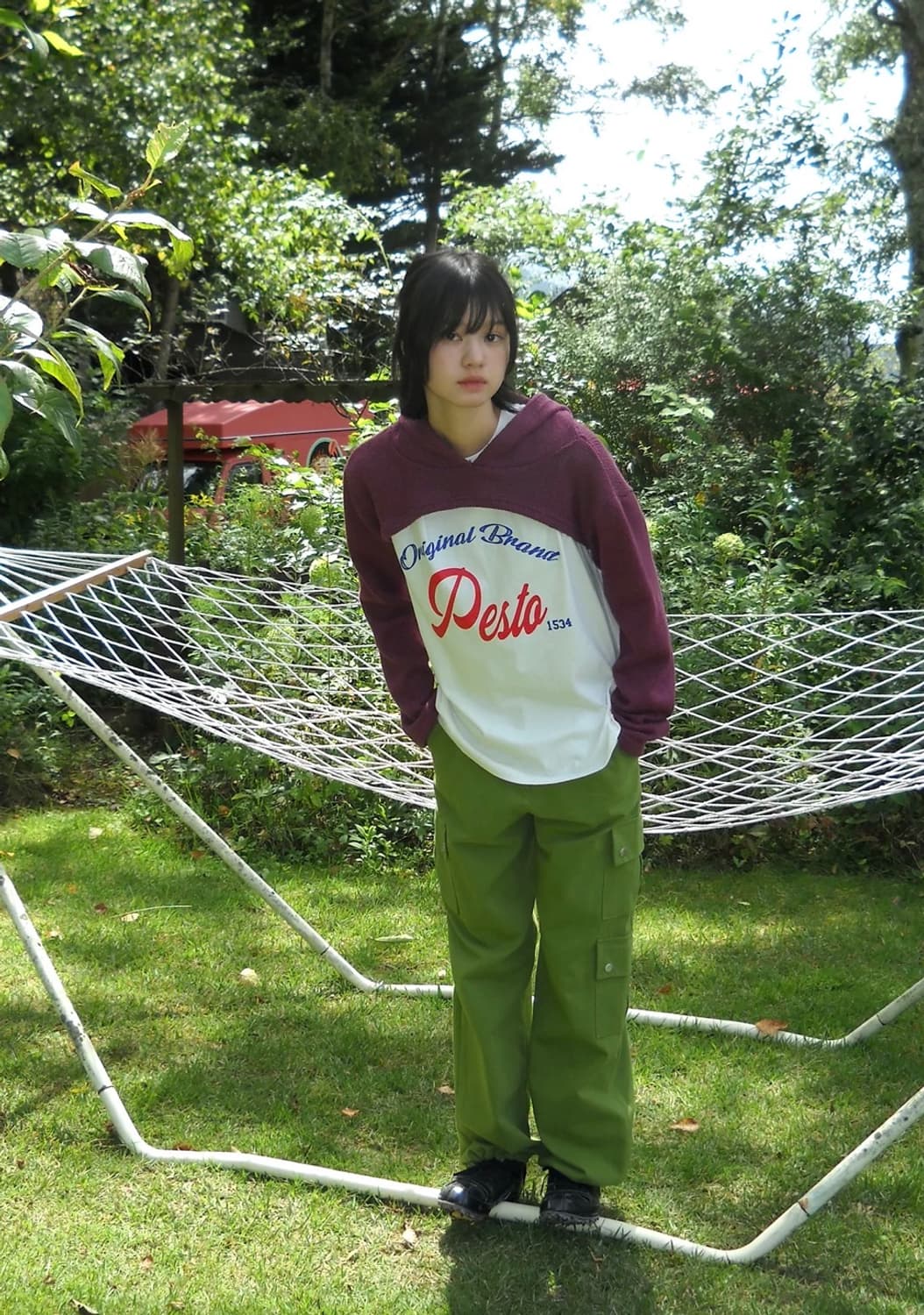 페스토 니트 크롭 후드 볼레로 머플러 세트 (퍼플) 상품이미지3