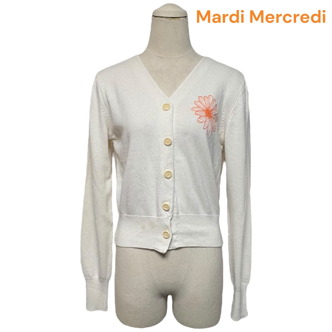 3676 마르디 메르크디 아이보리 꽃자수 니트가디건 상품이미지1