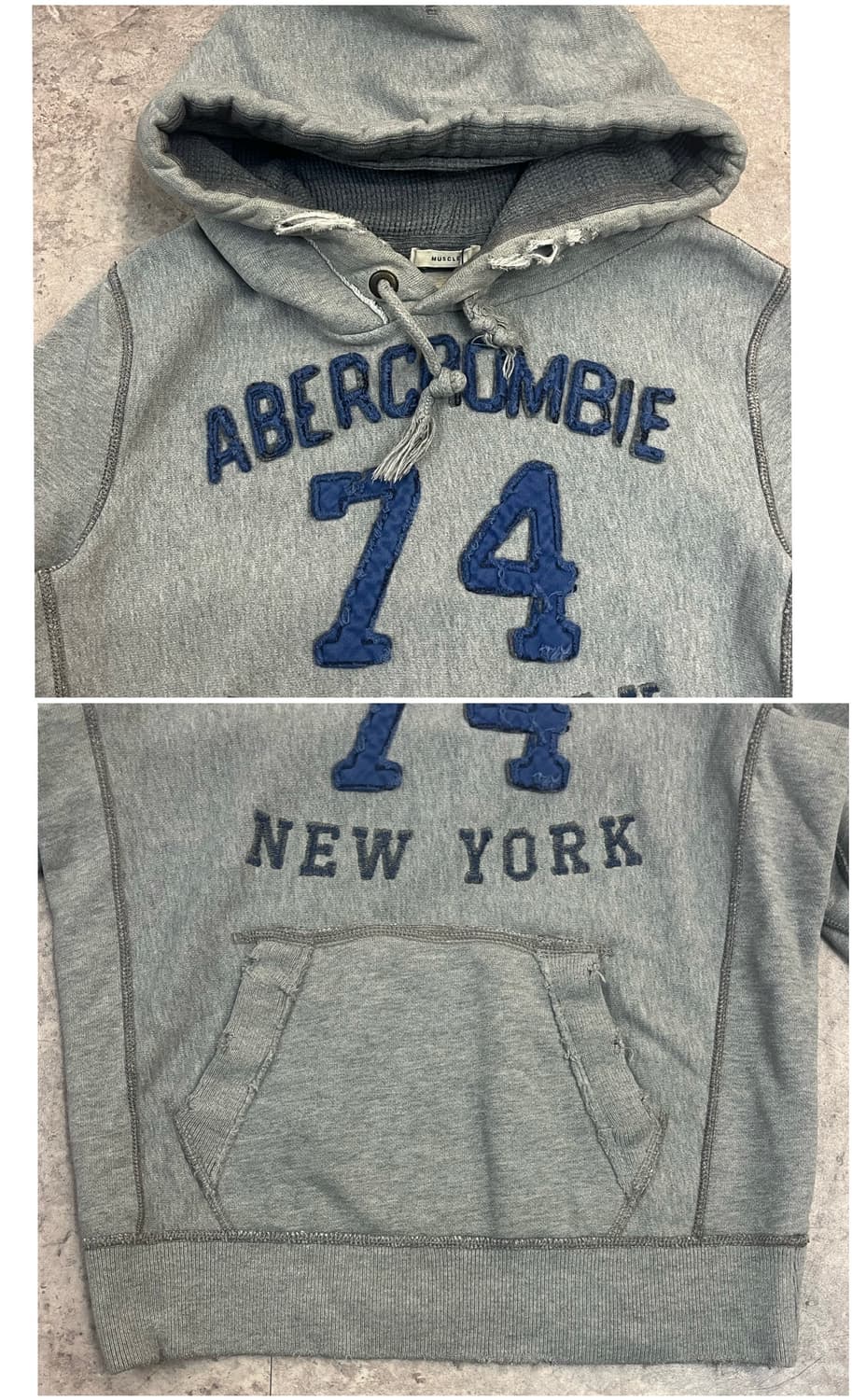 아베크롬비 기모 후드티 그레이 S #csz4165 상품이미지6