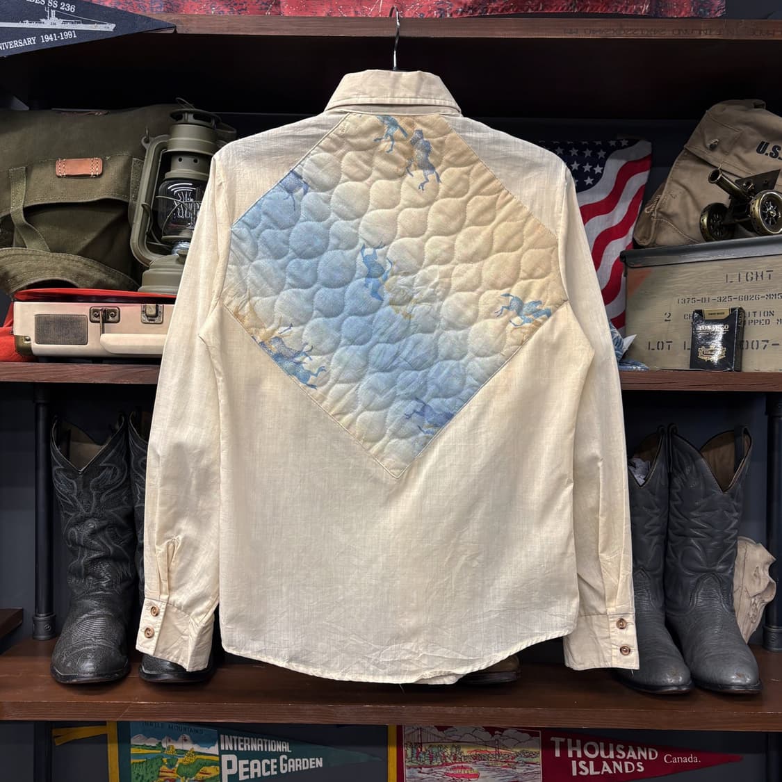 70s Alfie 캘리포니아 홀스프린팅 엠보싱 퀼팅 웨스턴셔츠 N594 상품이미지2