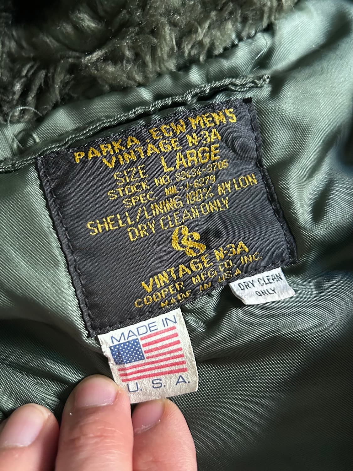 90s cooper mfg 민수용 N3A 파카 Made in USA 상품이미지5