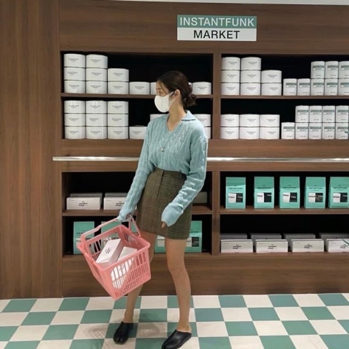 차정원 인스턴트펑크 크롭 울 카라 니트 블루 상품이미지2