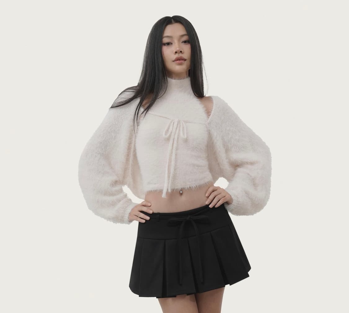 클리시어 허깅 리본 플리츠 스커트 M 상품이미지1