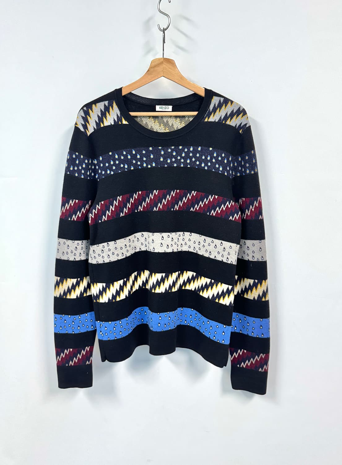 KENZO 겐조 멀티컬러 패턴 니트 풀오버 스웨터 L 상품이미지1