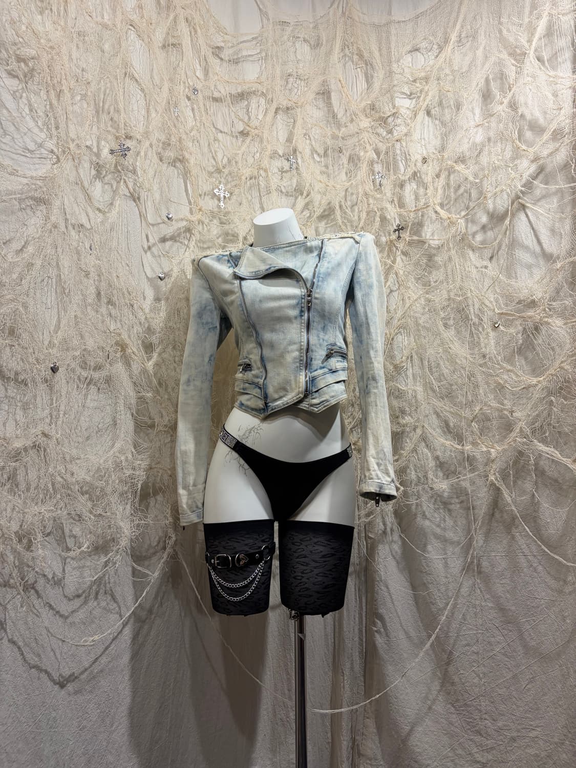 Oriental cubic washing crop zip  jacket 상품이미지4