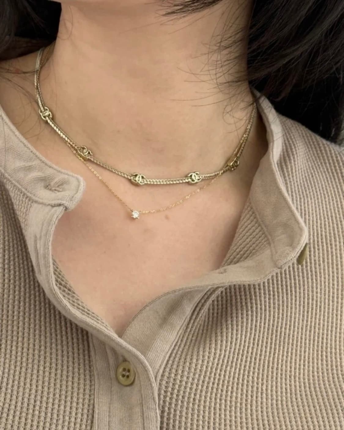 샤넬 커스텀 주얼리 초커 목걸이 샴페인 골드 상품이미지1