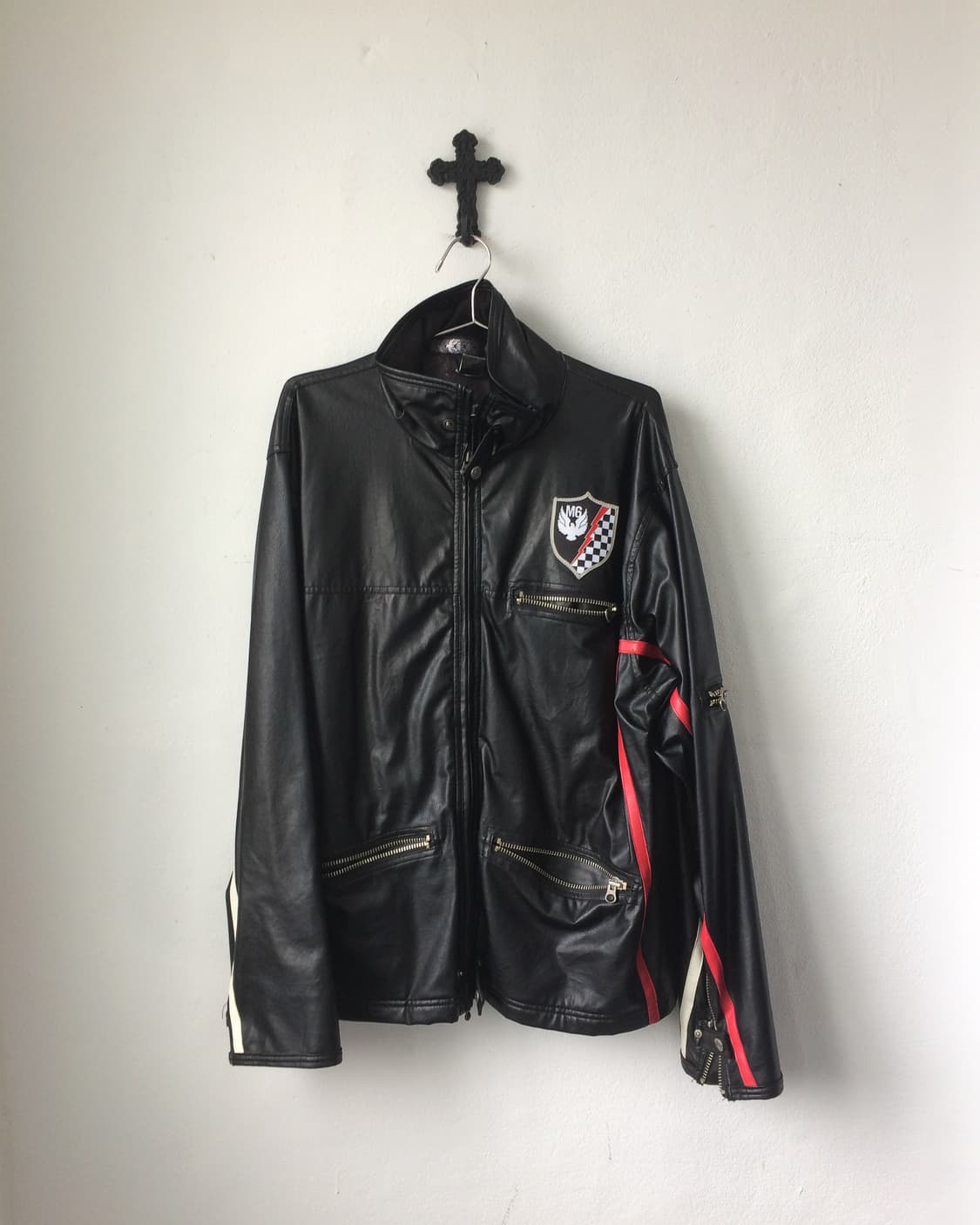 Fake leather lacing mood jacket 상품이미지3