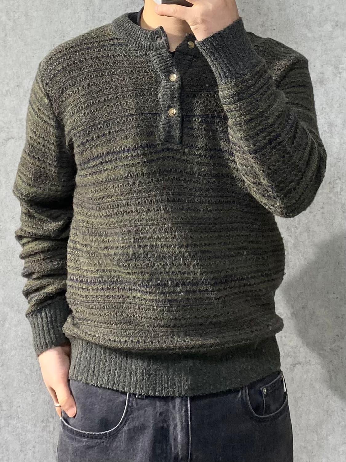 [M] 90s M&G 재팬 메이드 에스닉 헨리넥 울 니트 상품이미지9