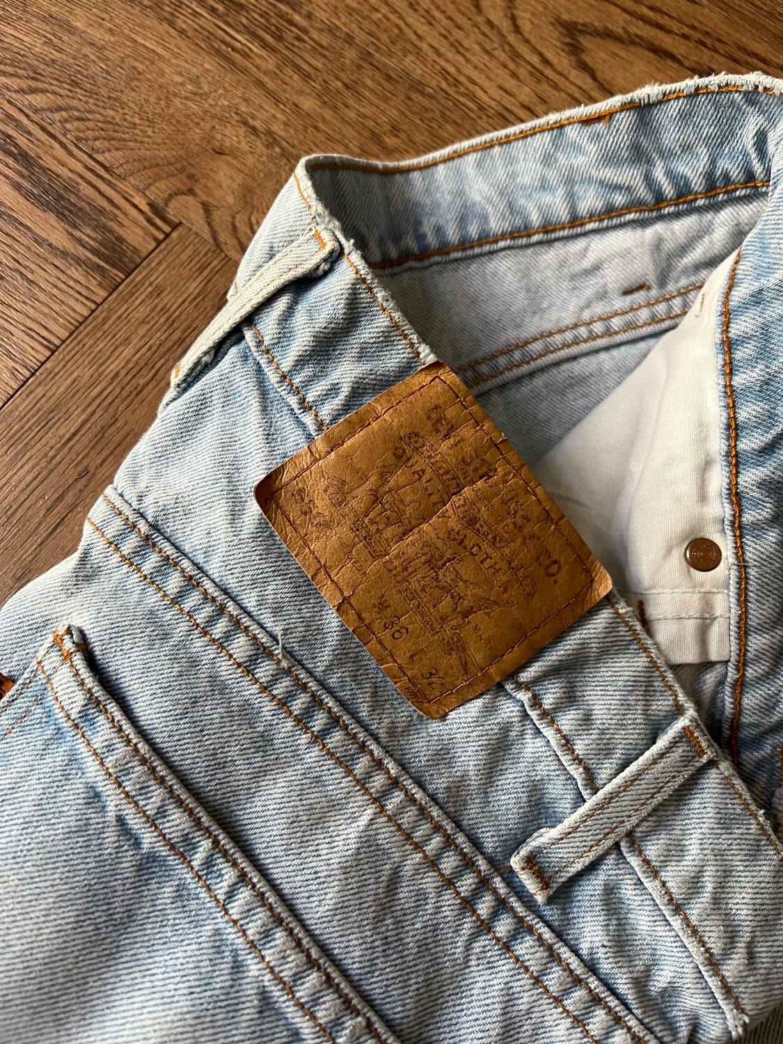 [36]90's 리바이스 USA 550 오렌지탭 라이트블루 데님 팬츠 상품이미지6