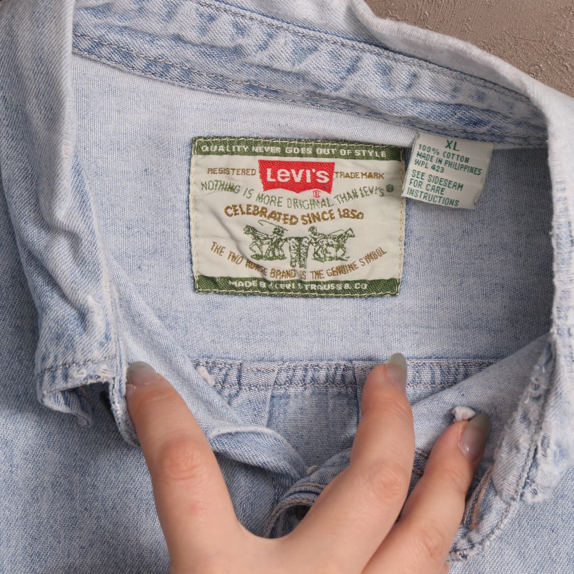 90's 리바이스 연청 데님셔츠 A1723 상품이미지3