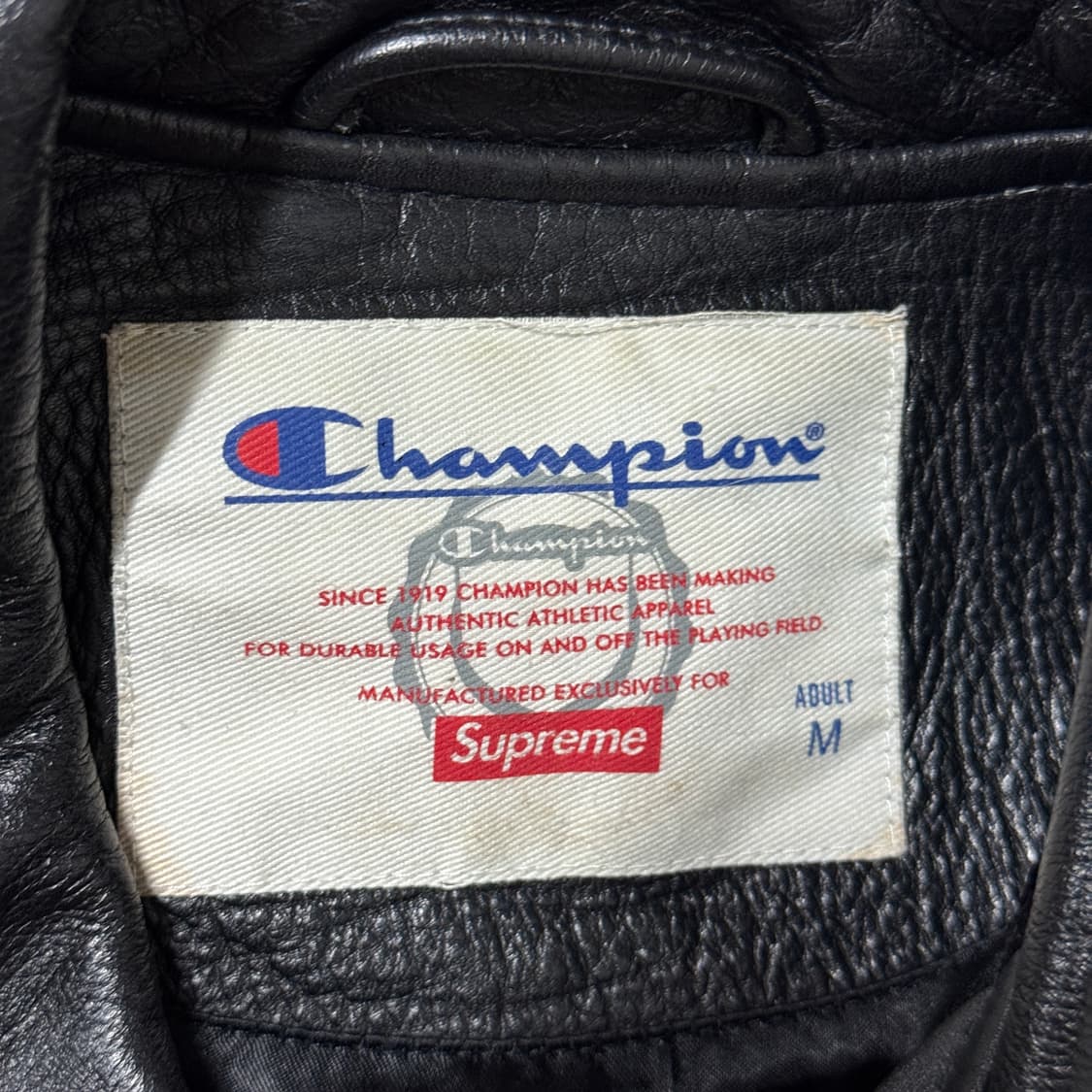 FW15 슈프림 x 챔피온 아치 로고 레더 코치 자켓 상품이미지6