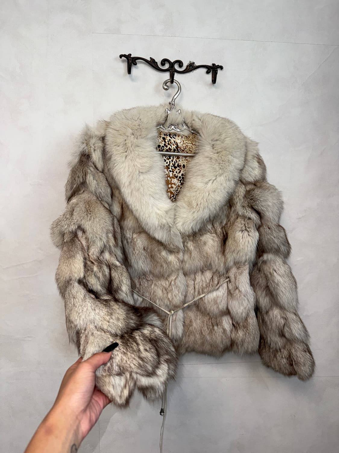 Mixed ivory brown fox fur strap jacket  상품이미지2