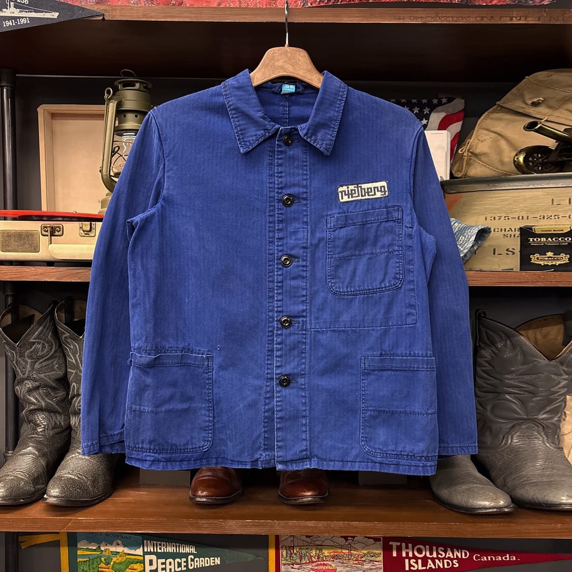 60~70s 피오니어 오리지널 프렌치 워크 자켓 헤링본 트윌 N800 상품이미지1