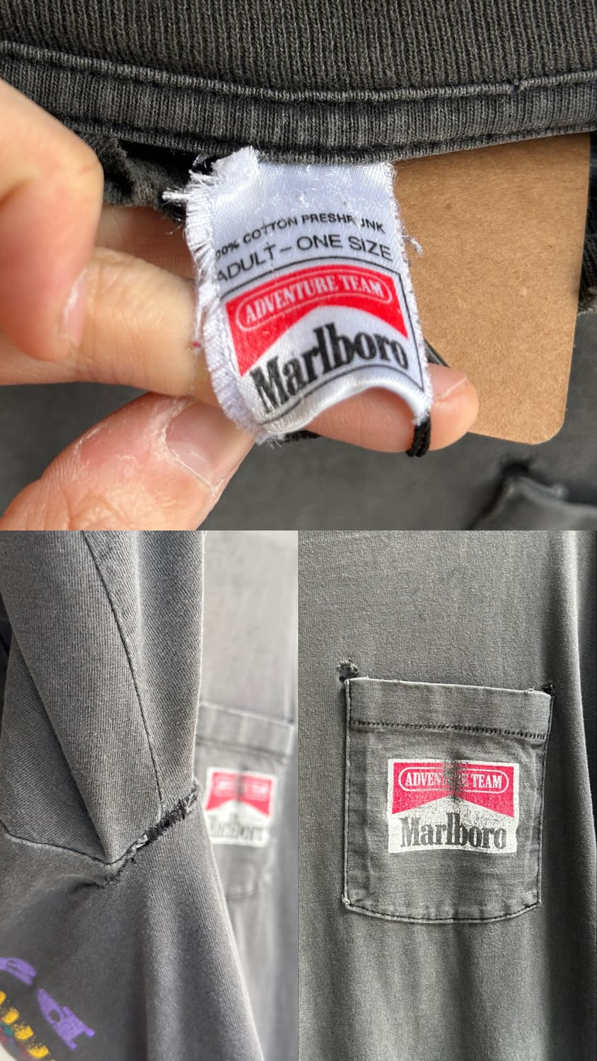 90's OG 빈티지 말보로 스네이크 티셔츠 시가렛 티 하드페이딩 상품이미지8
