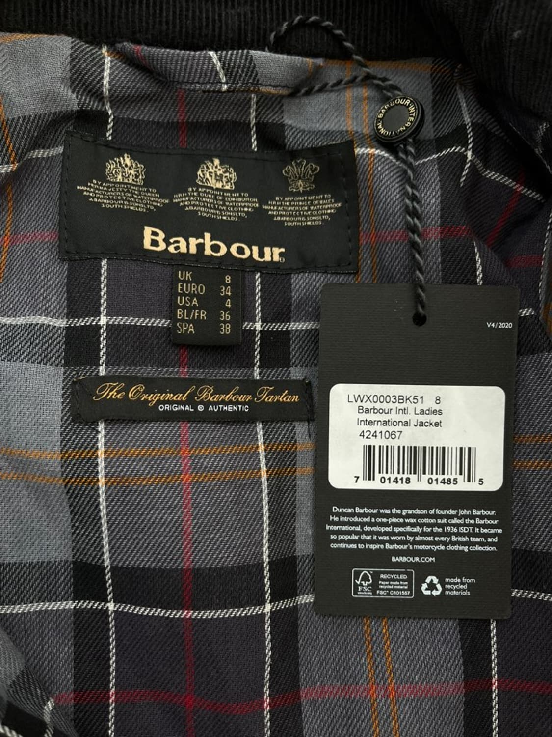 새제품/바버 인터내셔널 왁스 자켓/#3452 상품이미지4