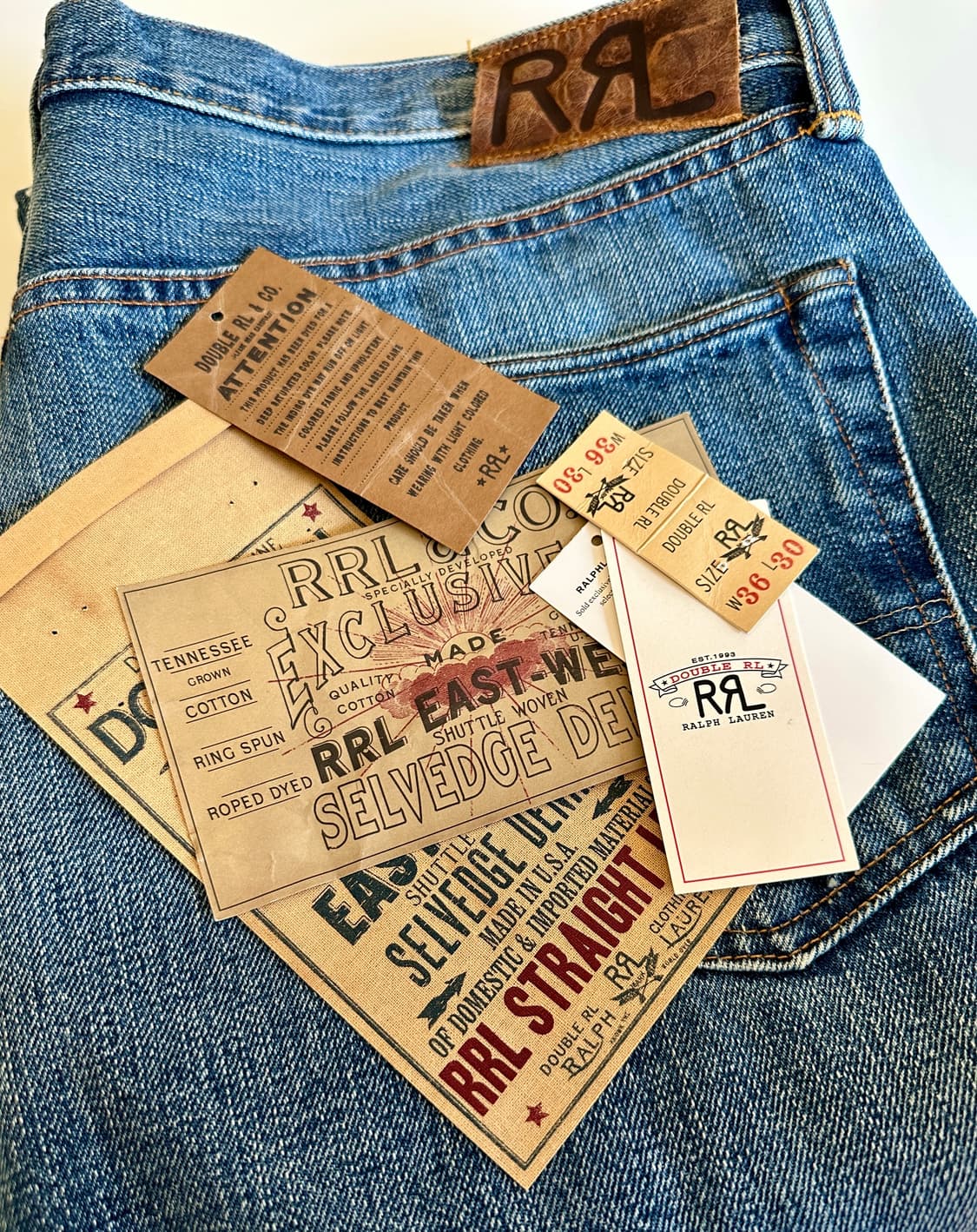 RRL 더블알엘 스트레이트핏 힐스뷰 셀비지 진 36-30 신품급 상품이미지3