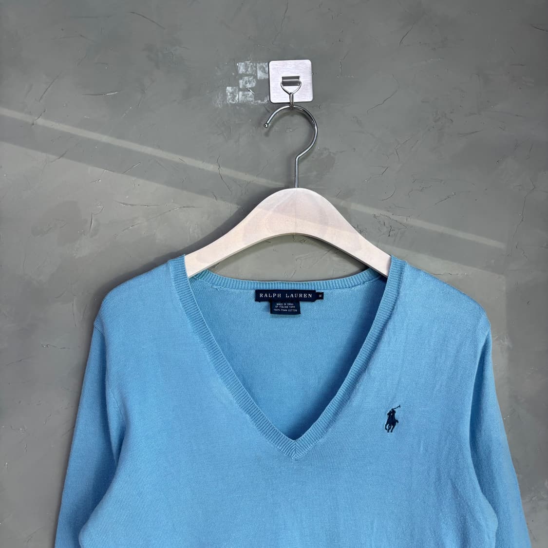 폴로 랄프로렌 피마코튼 브이넥 니트 스카이블루 상품이미지2