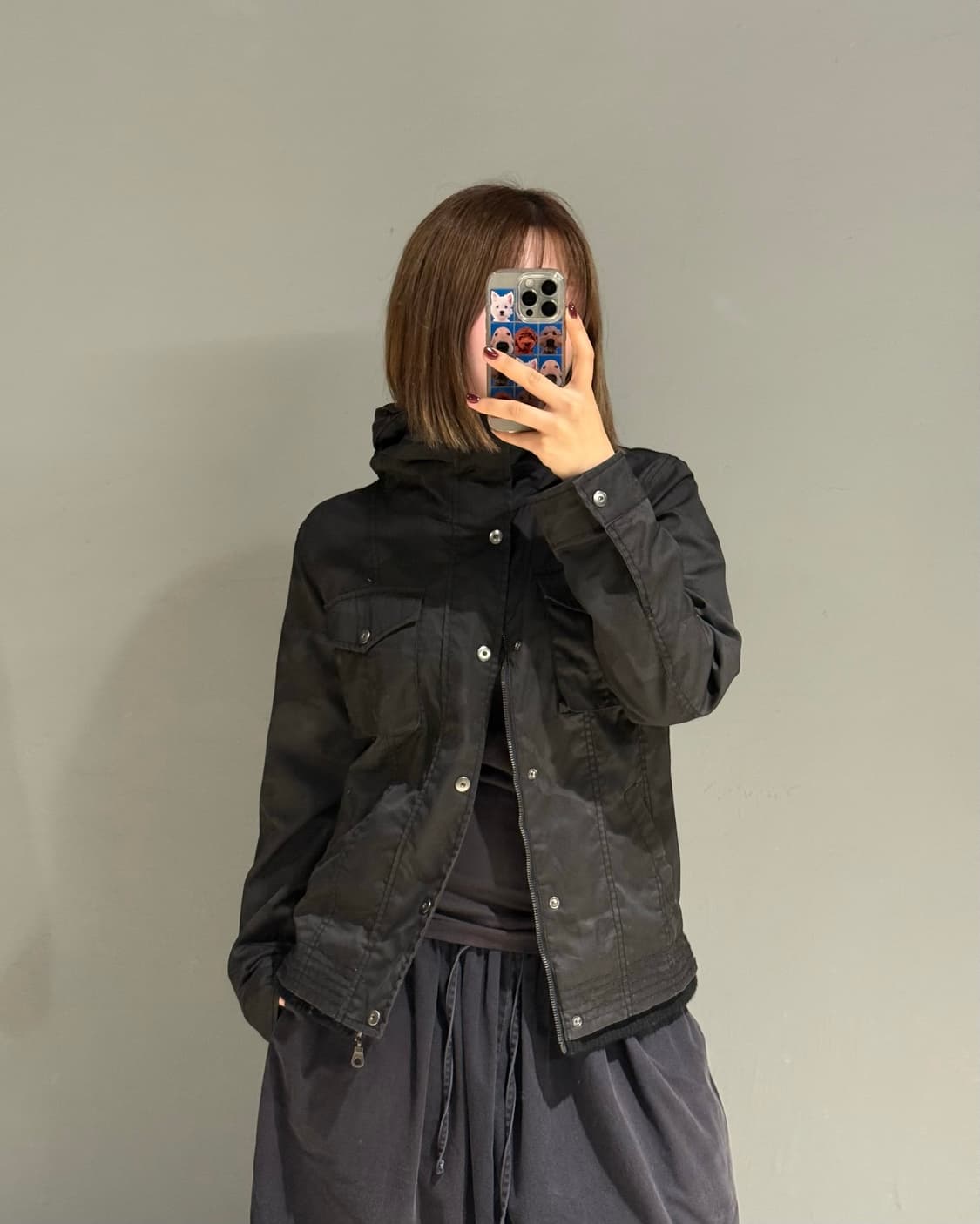 camo pattern high-neck detail jacket 상품이미지2