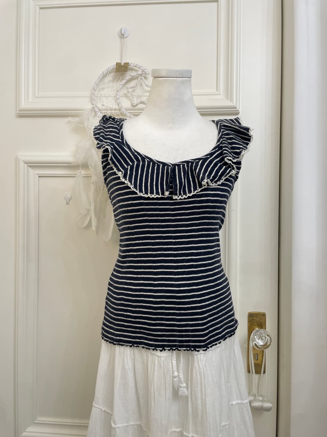 navy&gray ruffle crochet lovely mori set 상품이미지6