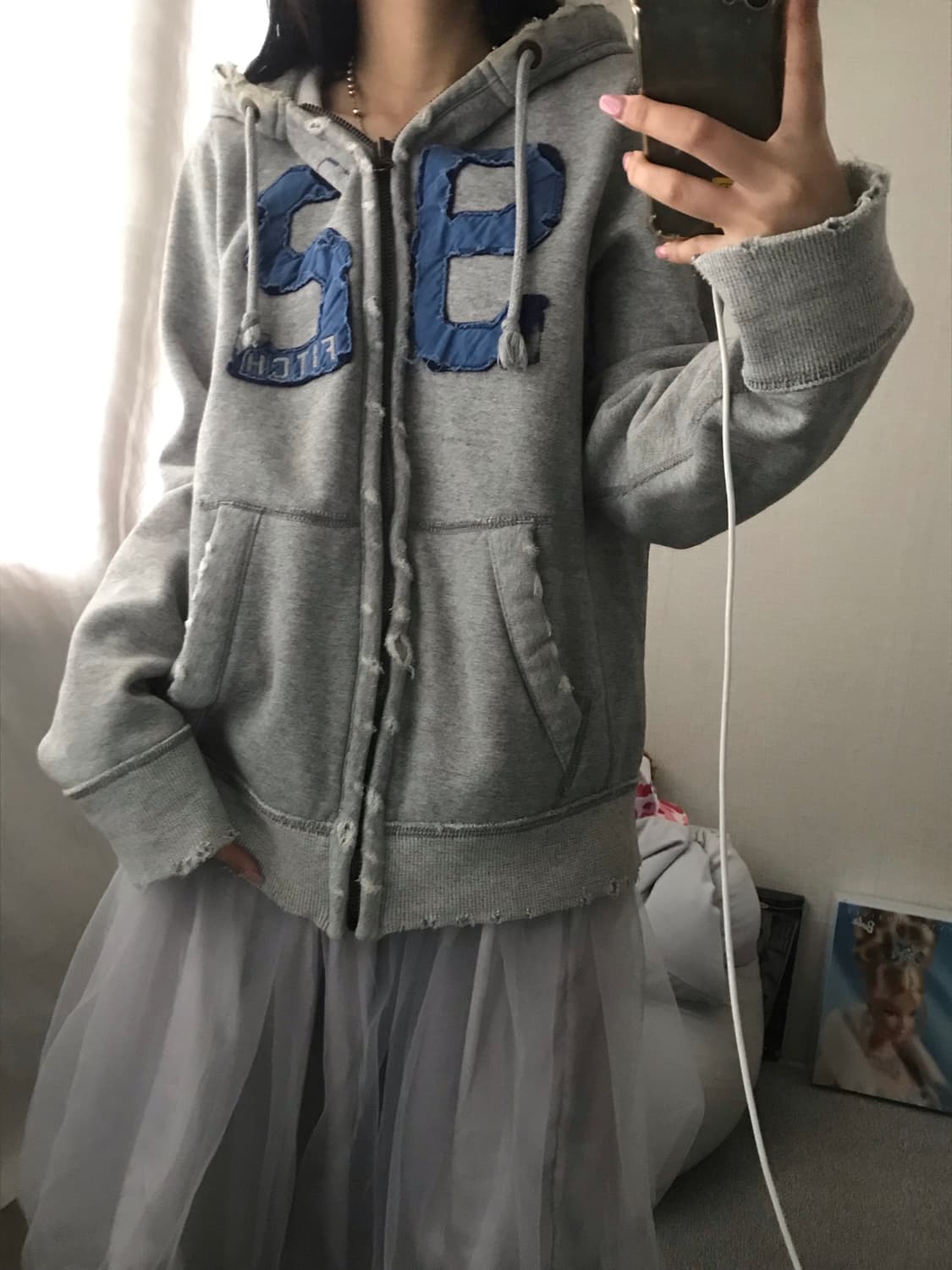 아베크롬비 그레이 빅로고 후드집업 상품이미지3