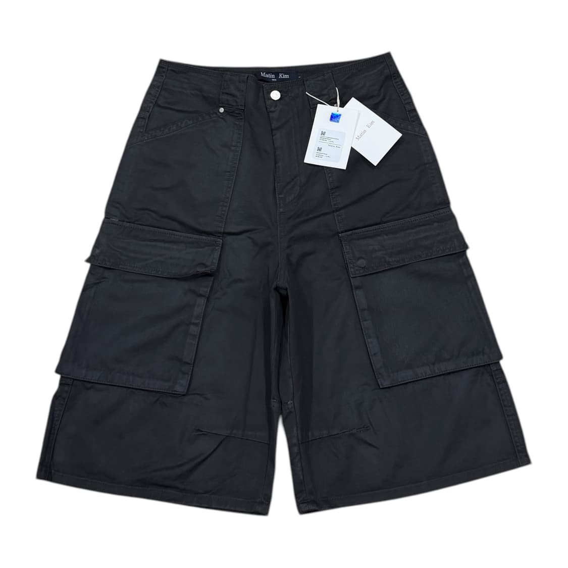 마뗑킴 맨 코팅 코튼 버뮤다 팬츠 바지 차콜 L 상품이미지1