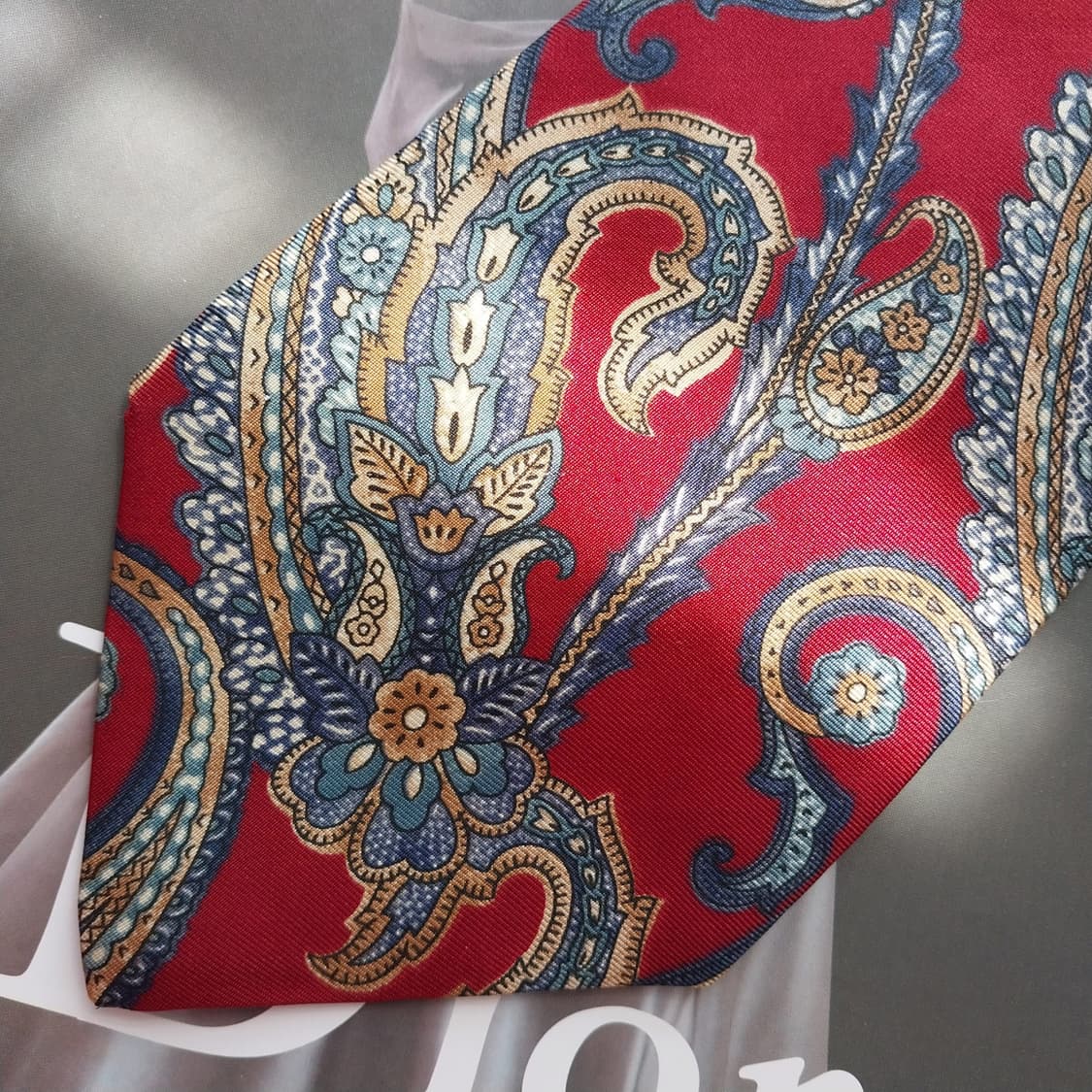 디올 실크 와인 페이즐리 넥타이 9.6cm A+~A등급 K2412 상품이미지6