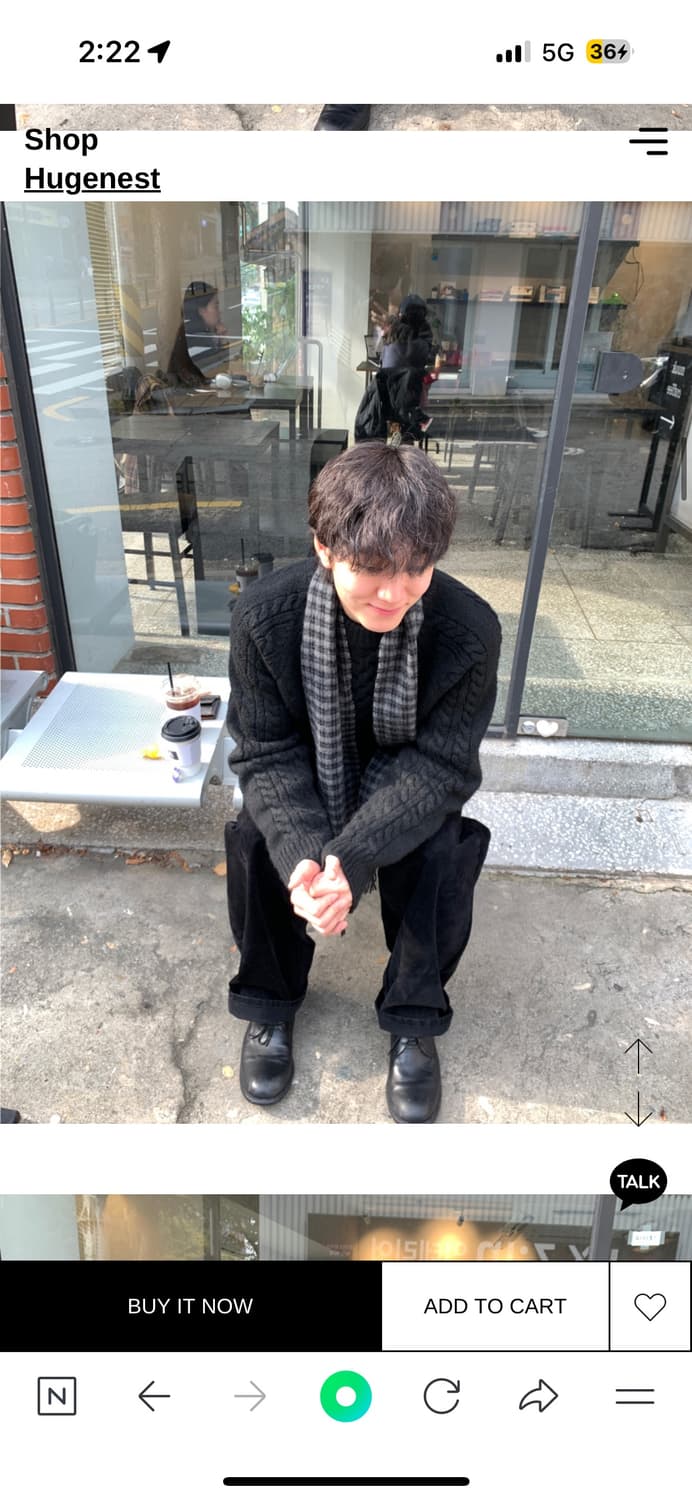 새거) 택포) 신상 휴즈네스트 블랙 케이블 피셔맨 니트 M(100) 상품이미지2