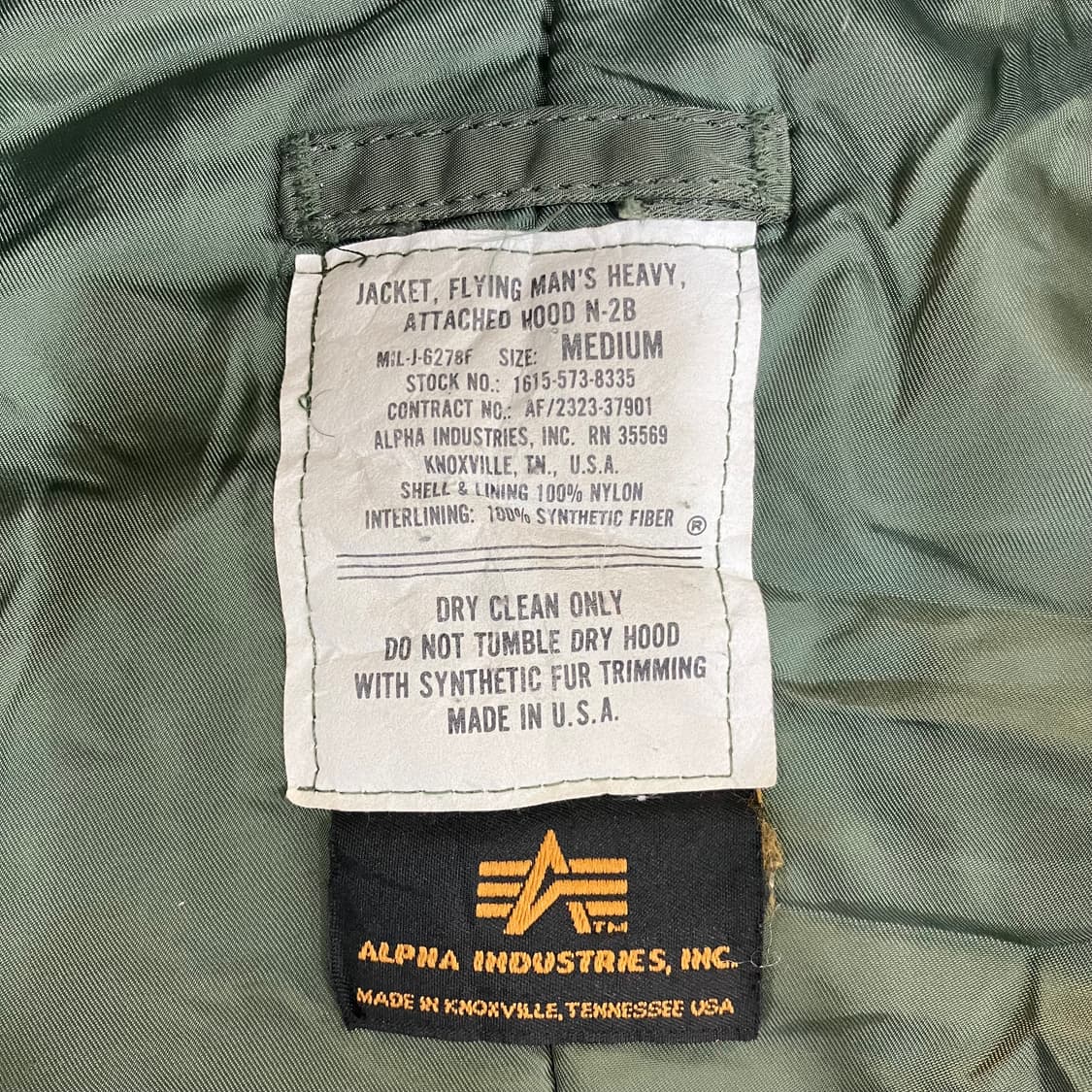 90's 알파인더스트리 카키 N2B 쇼트 웨이스트 파카 M 상품이미지3