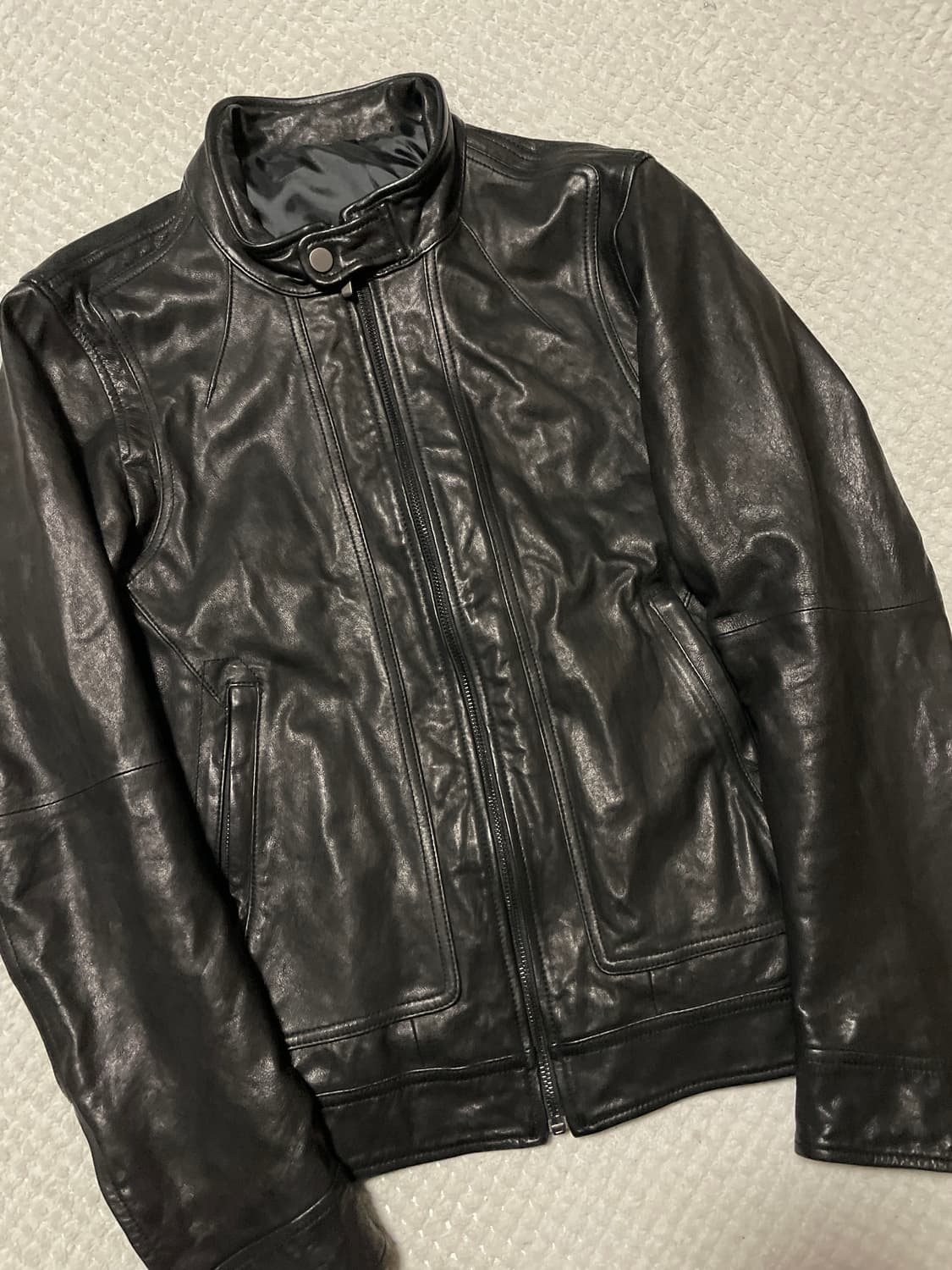 광희시장 웨스턴 무드 램스킨 양가죽 절개 레더 자켓 상품이미지6